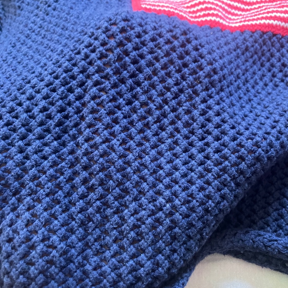 Crochet American Flag Patch Pullover Sweater - image 2